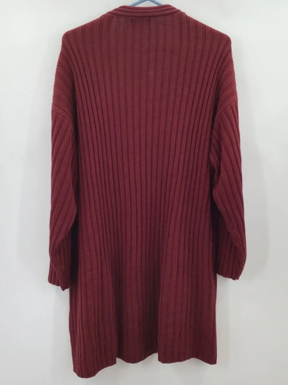 2 V-Neck 3X Tunic Length Sweaters 26/28 Red Gray Cardigan Lagenlook Office Layer - Picture 8 of 13